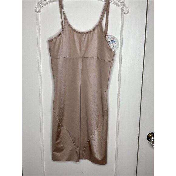 Spanx Smartgrip Open Bust Slip Tan Size Medium Full Shaping Control Slip - Picture 5 of 6